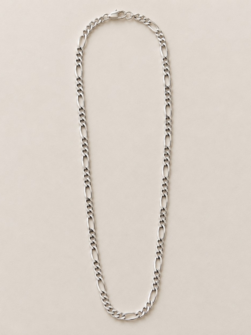 Sterling Silver Diamond Cut Figaro Chain Necklace - 23.5" 4.3mm